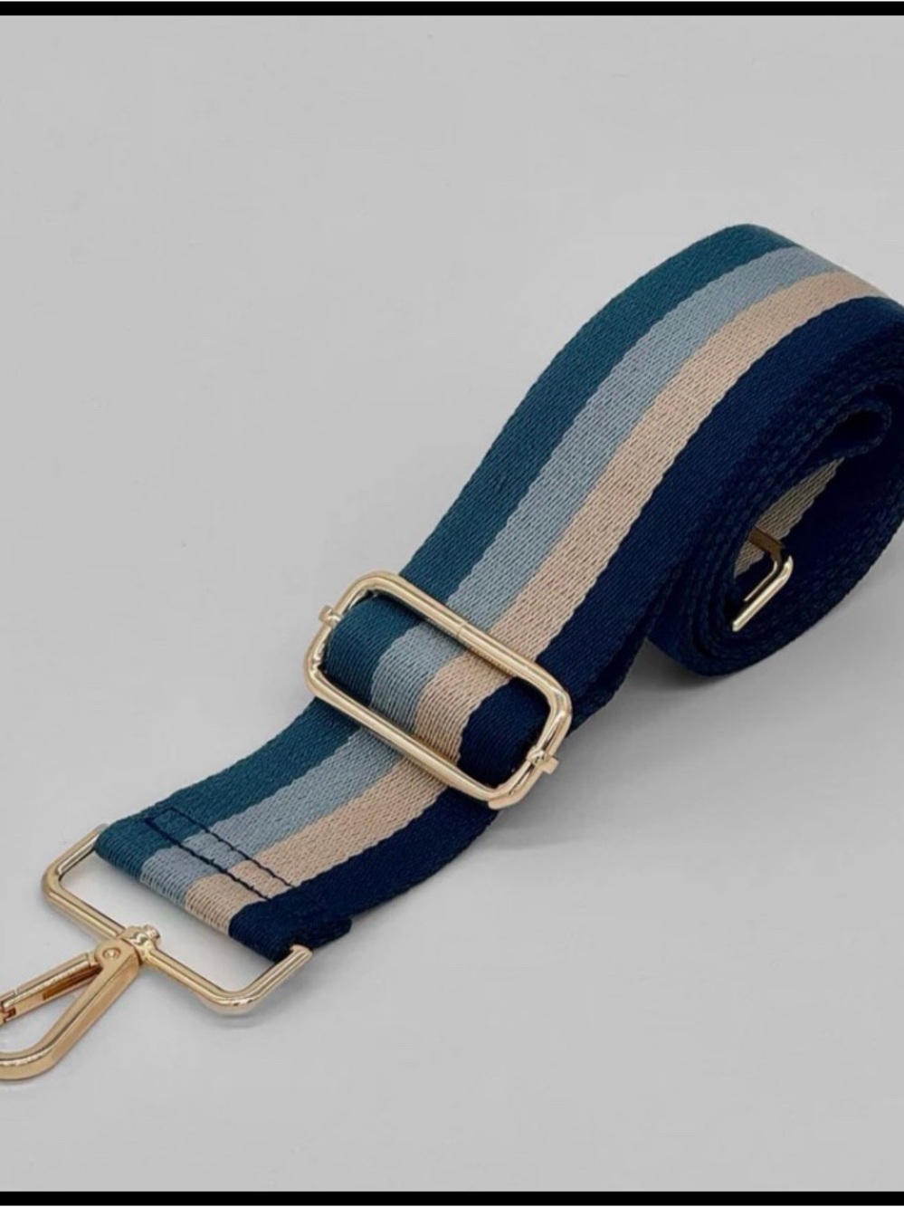 Crossbody Bag Strap in Shades of Blue Stripes